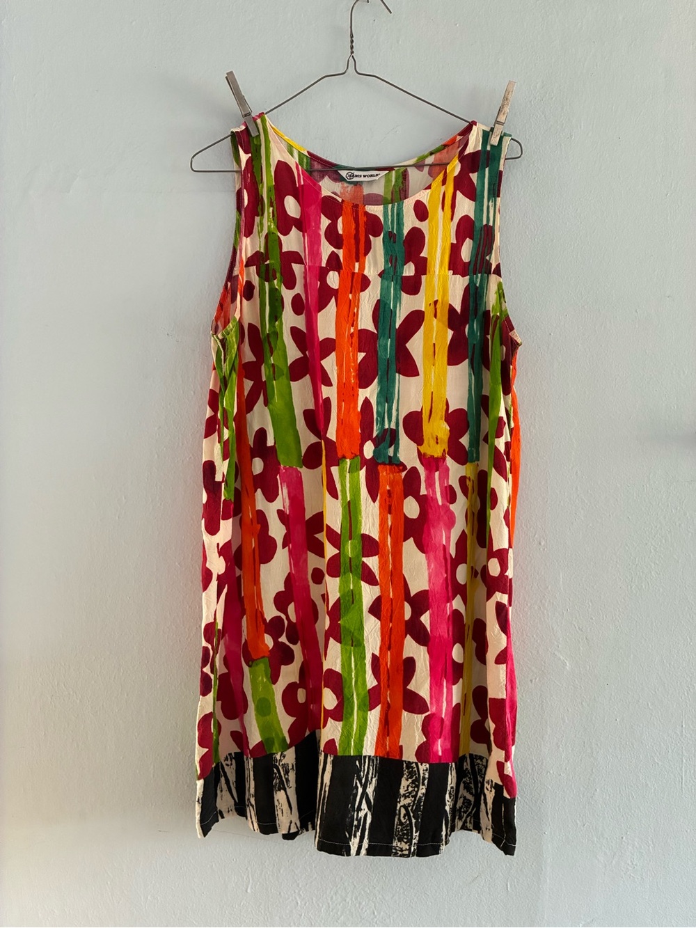 Jams World Colorful Floral Stripe Sleeveless Tunic Dress